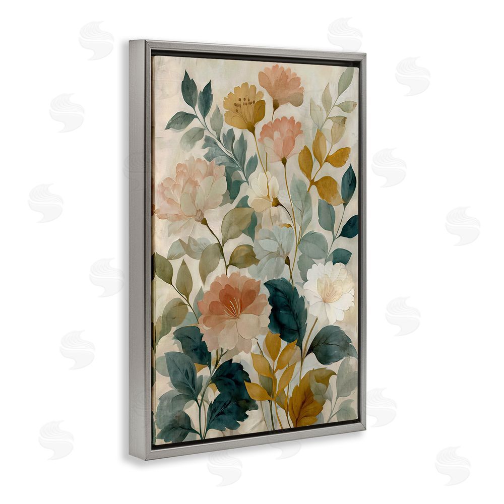 Annabelle Hall Adoring Flower Collection Gray Floating Frame Canvas Wall Art Print