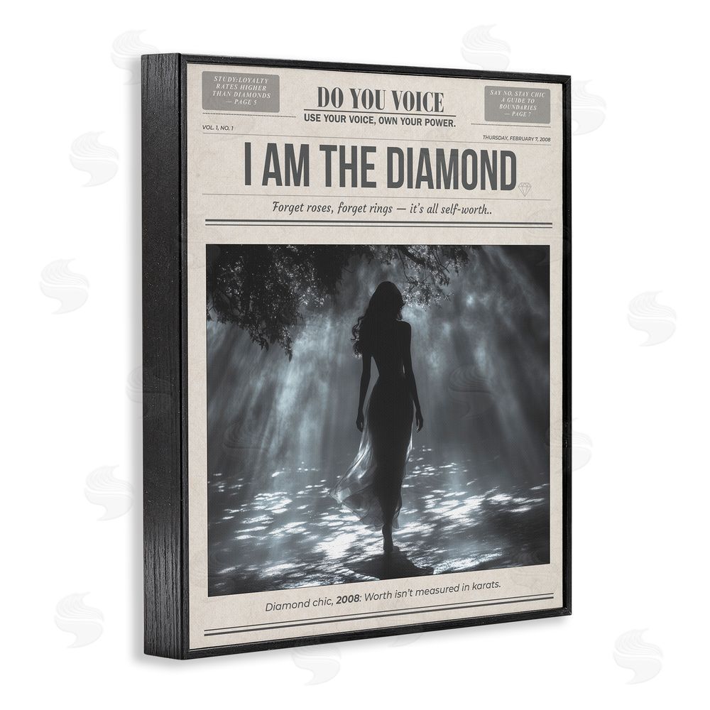 A Barefoot Stylist Diamond Chic Newspaper Black Framed Giclee Wall Art Print