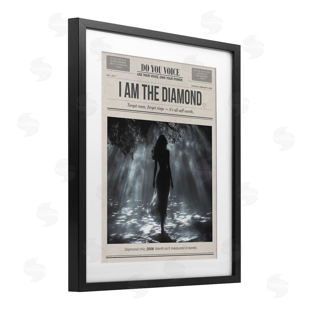 A Barefoot Stylist Diamond Chic Newspaper Black Framed Print Under Glass Wall Art