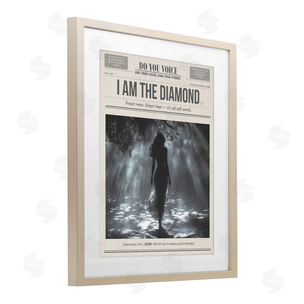 A Barefoot Stylist Diamond Chic Newspaper Birch Framed Print Under Glass Wall Art