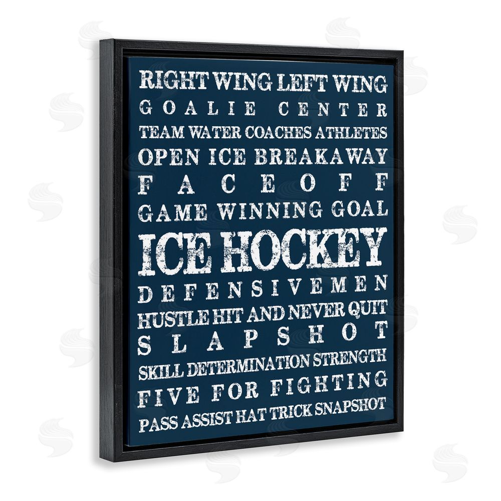 Melody Hogan Ice Hockey Expressions Black Floating Frame Canvas Wall Art Print