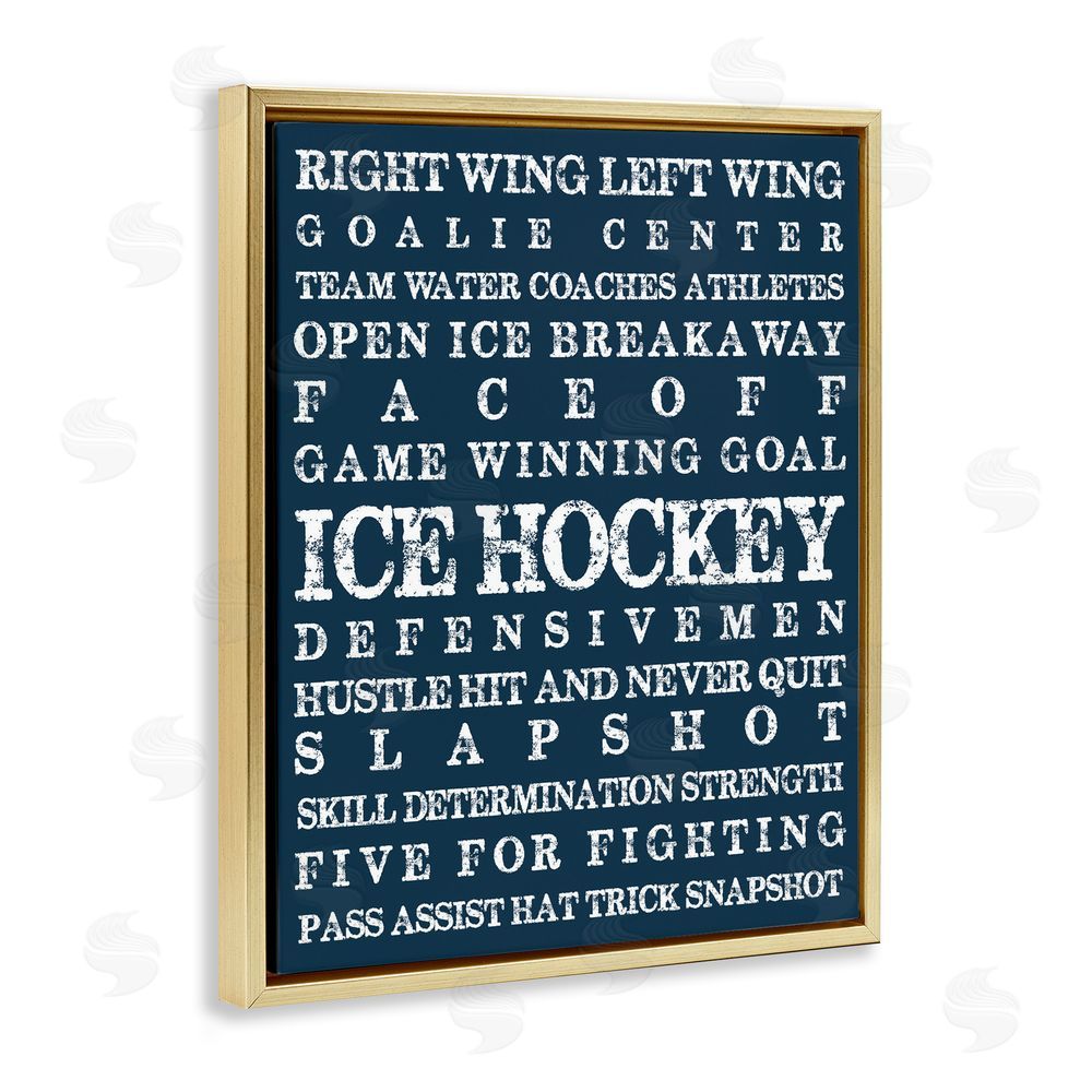 Melody Hogan Ice Hockey Expressions Gold Floating Frame Canvas Wall Art Print