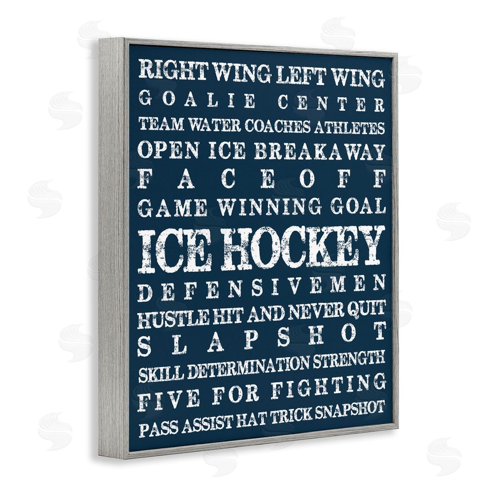 Melody Hogan Ice Hockey Expressions Gray Framed Giclee Wall Art Print