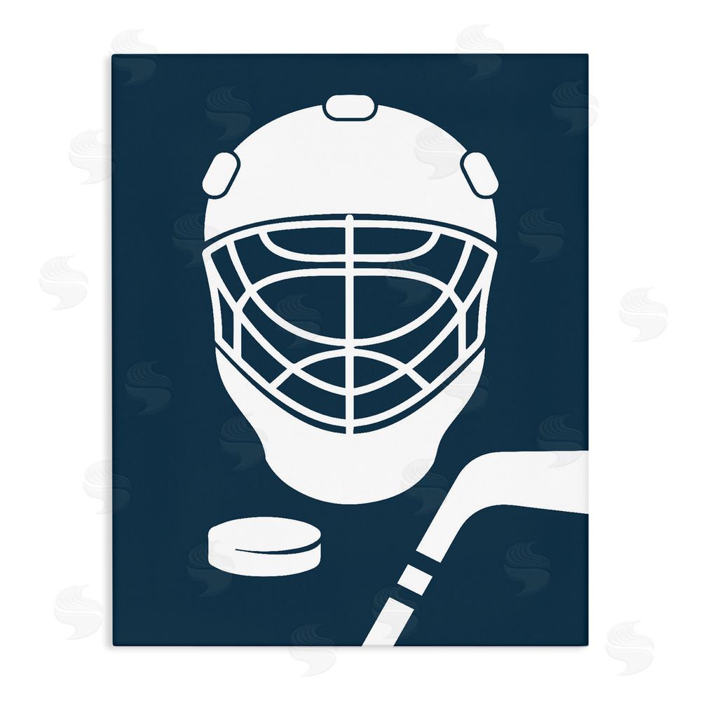 Melody Hogan Hockey Mask Blue & White Stretched Canvas Wall Art Print