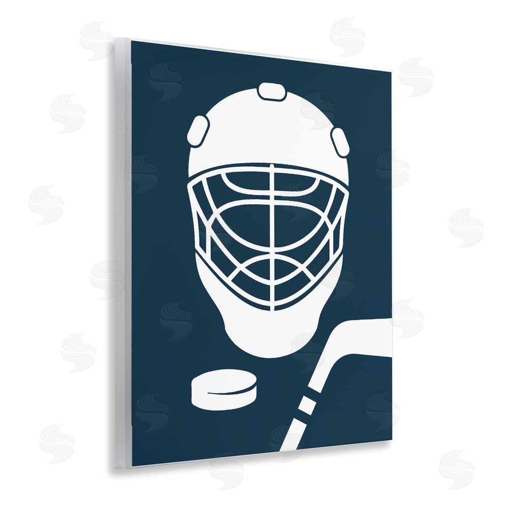 Melody Hogan Hockey Mask Blue & White Wooden Wall Plaque Art Print