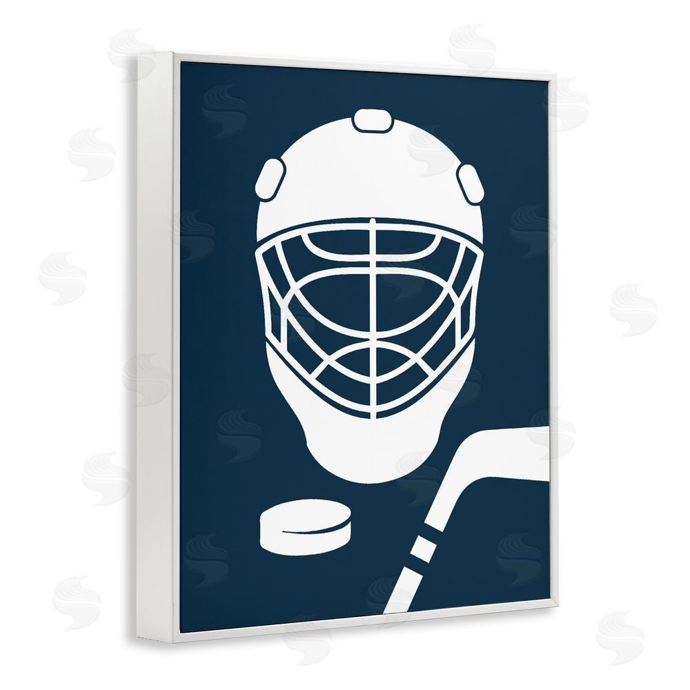 Melody Hogan Hockey Mask Blue & White White Framed Giclee Wall Art Print