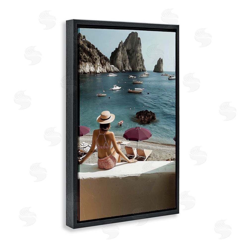 Annabelle Hall Capri Life Summer Escape Black Floating Frame Canvas Wall Art Print