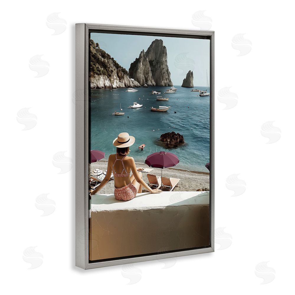 Annabelle Hall Capri Life Summer Escape Gray Floating Frame Canvas Wall Art Print