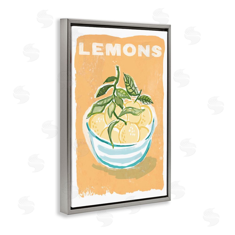 Chad Barrett Lemon Twist Motif Gray Floating Frame Canvas Wall Art Print