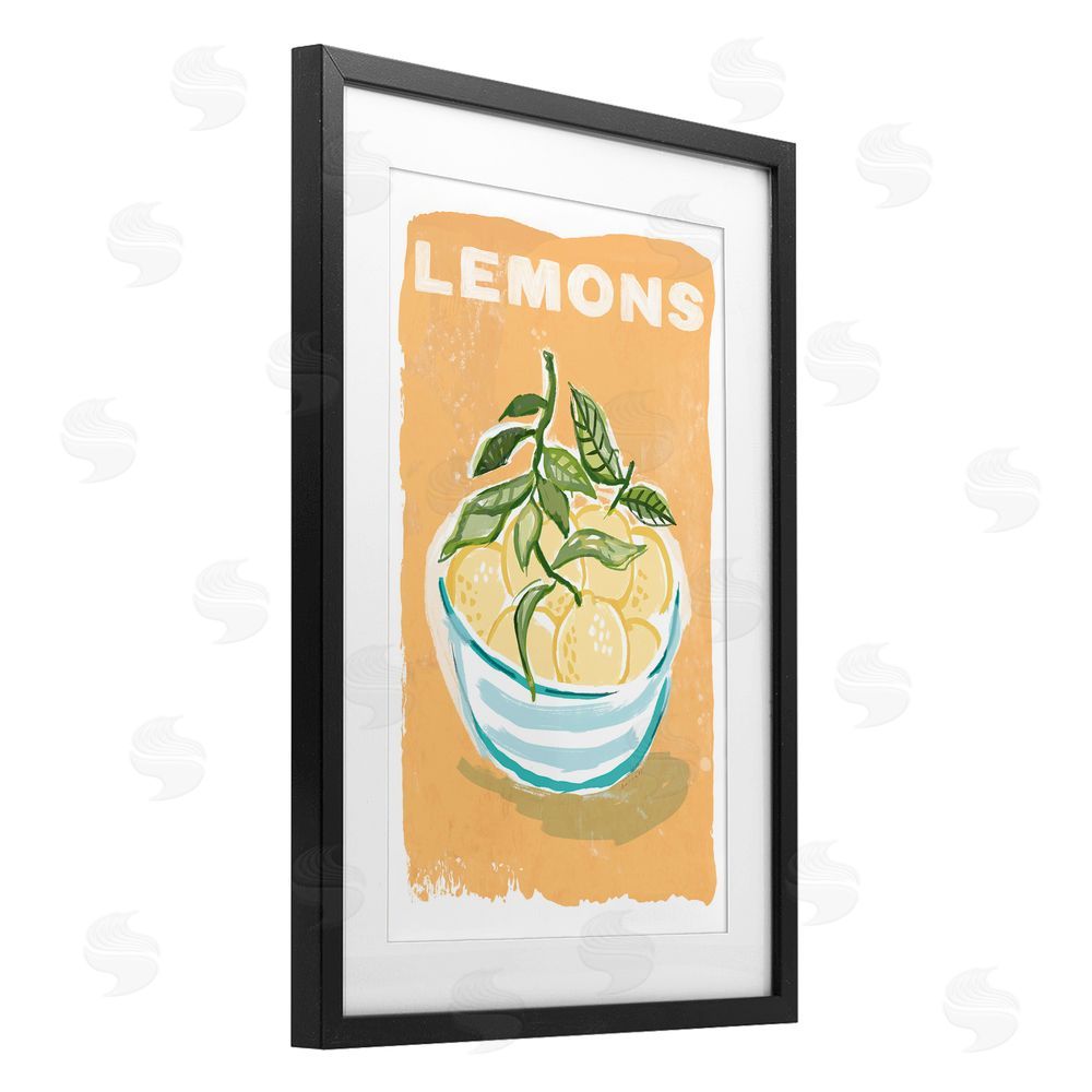 Chad Barrett Lemon Twist Motif Black Framed Print Under Glass Wall Art