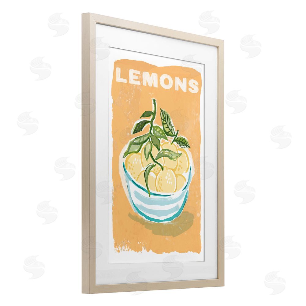 Chad Barrett Lemon Twist Motif Brown Framed Print Under Glass Wall Art
