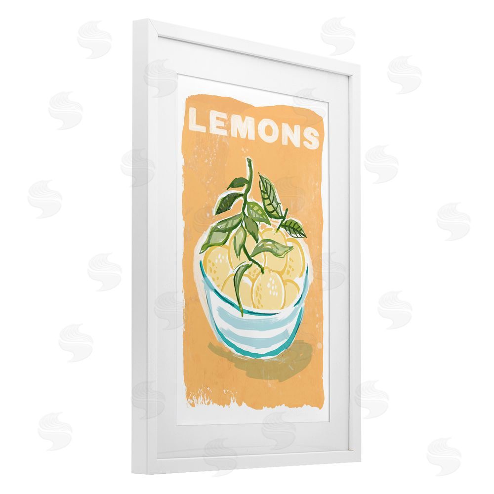 Chad Barrett Lemon Twist Motif White Framed Print Under Glass Wall Art