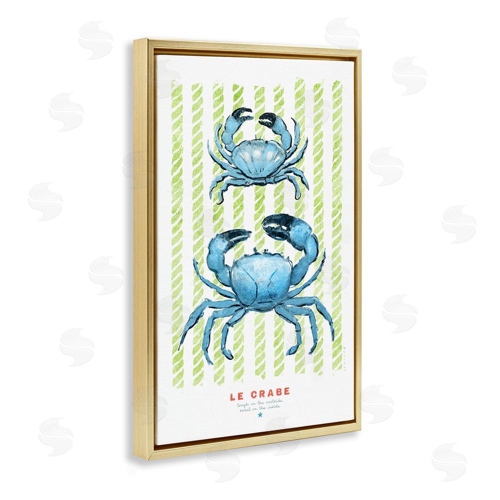 Chad Barrett Modern Bistro Crabs Gold Floating Frame Canvas Wall Art Print