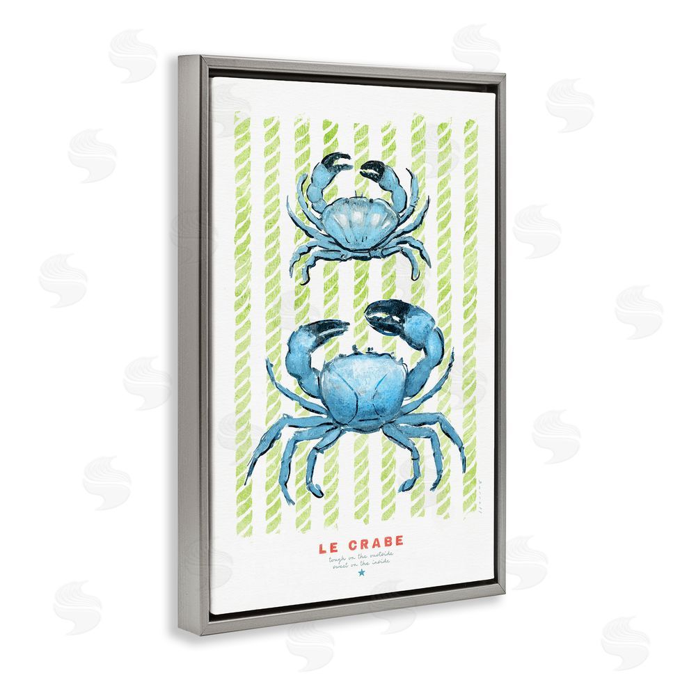 Chad Barrett Modern Bistro Crabs Gray Floating Frame Canvas Wall Art Print