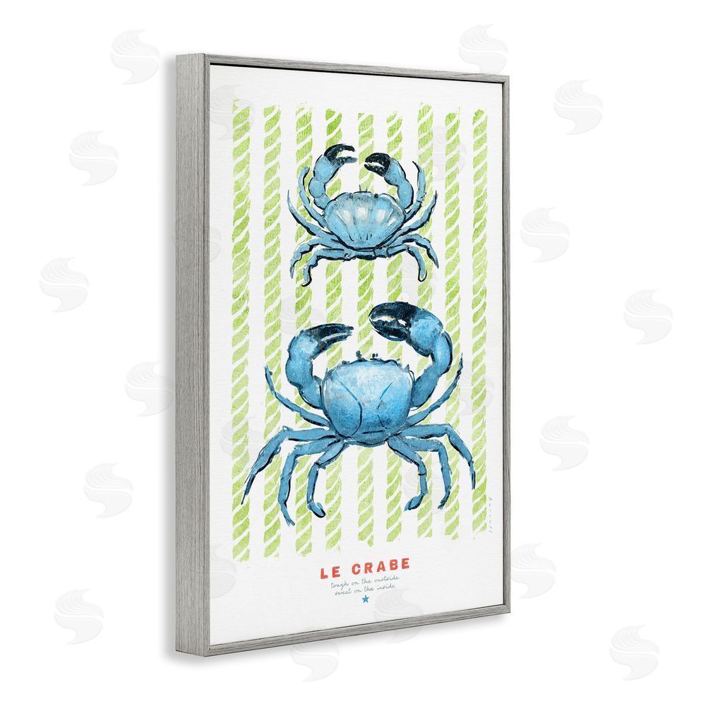 Chad Barrett Modern Bistro Crabs Gray Framed Giclee Wall Art Print