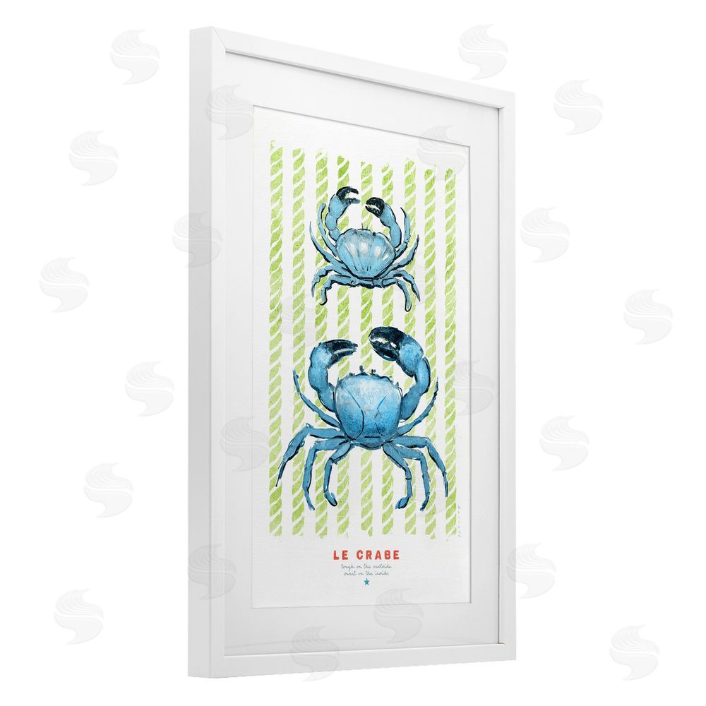 Chad Barrett Modern Bistro Crabs White Framed Print Under Glass Wall Art