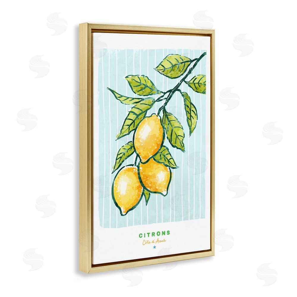Chad Barrett Modern Bistro Lemons Gold Floating Frame Canvas Wall Art Print