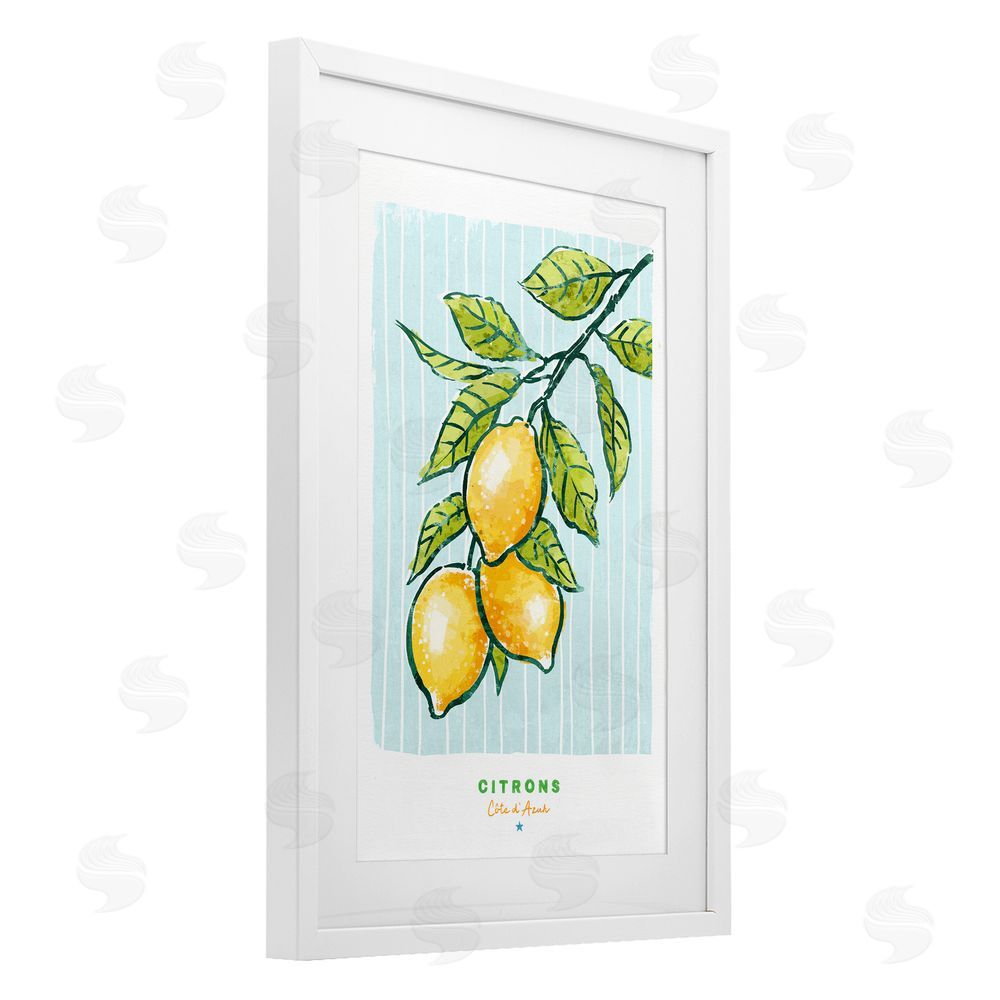 Chad Barrett Modern Bistro Lemons White Framed Print Under Glass Wall Art