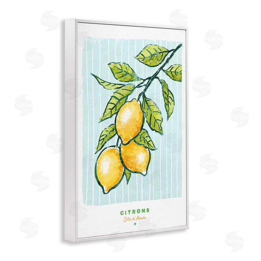Chad Barrett Modern Bistro Lemons White Framed Giclee Wall Art Print