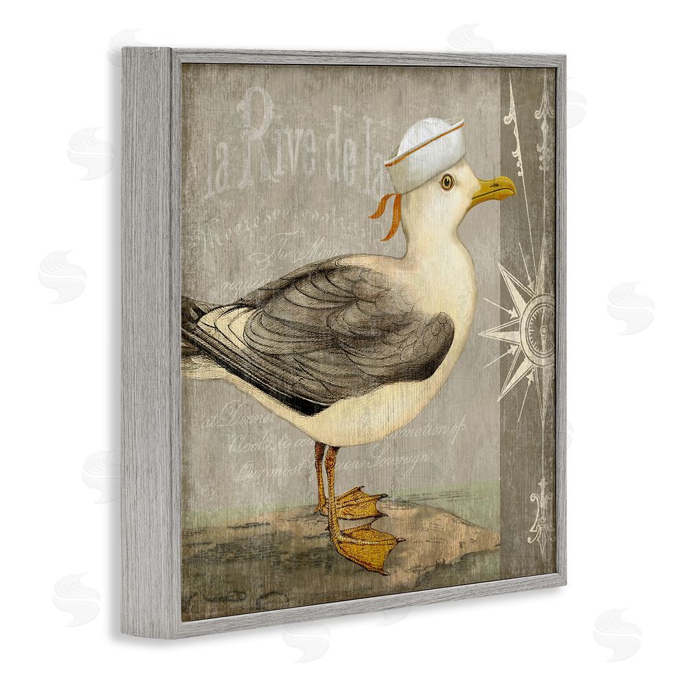 Suzanne Nicoll Rustic Little Seagull Gray Framed Giclee Wall Art Print