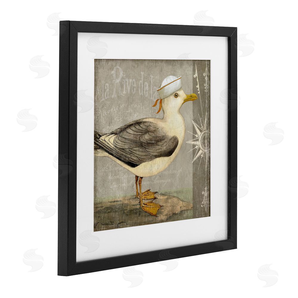Suzanne Nicoll Rustic Little Seagull Black Framed Print Under Glass Wall Art