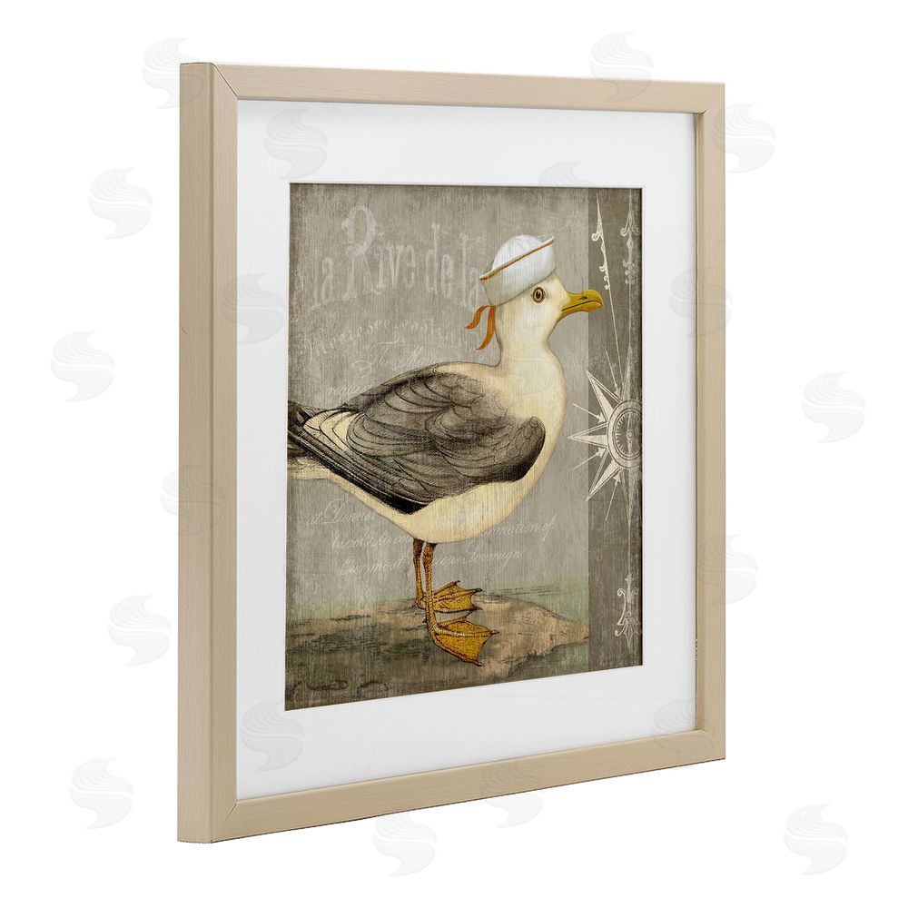 Suzanne Nicoll Rustic Little Seagull Brown Framed Print Under Glass Wall Art