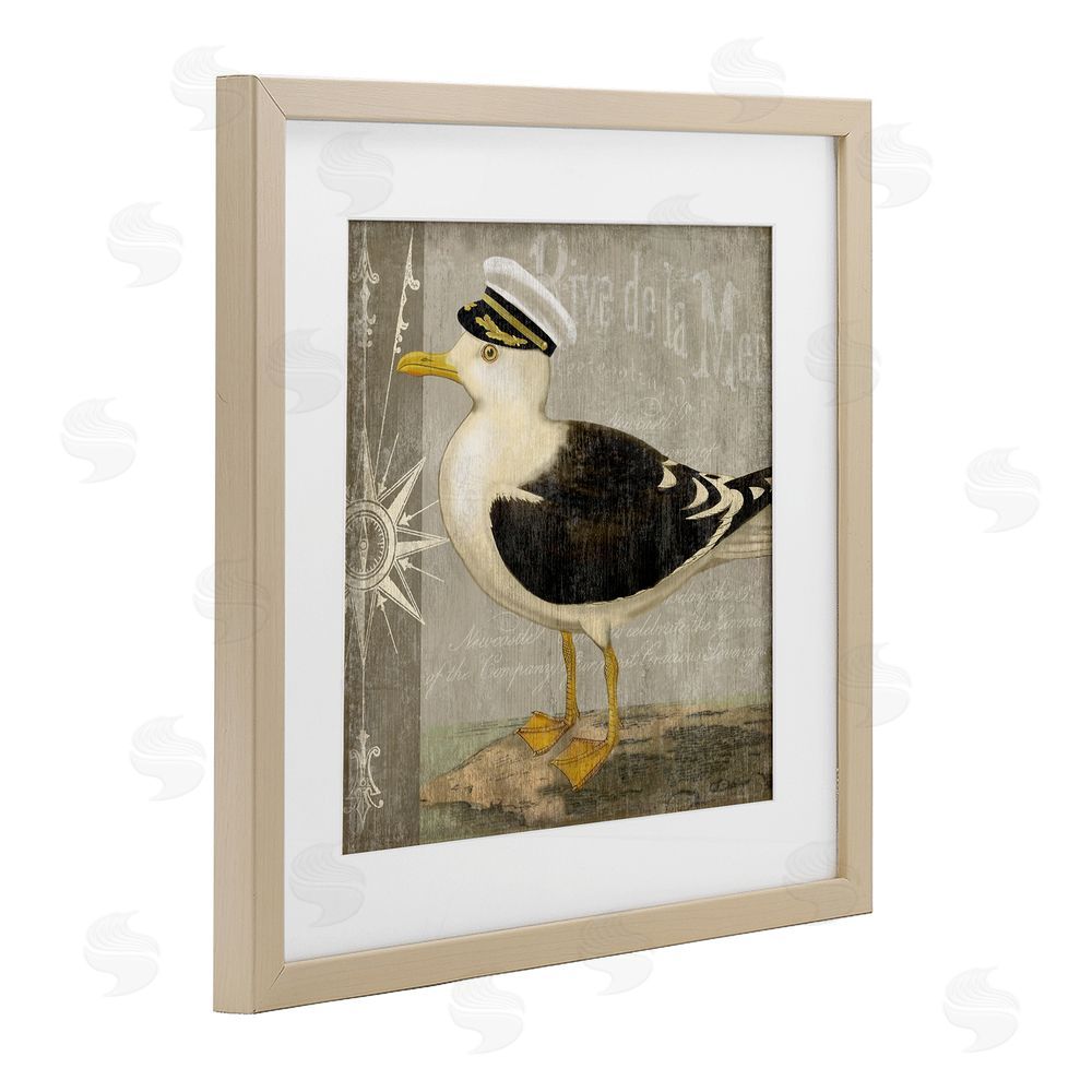 Suzanne Nicoll Little Maritime Seagull Brown Framed Print Under Glass Wall Art