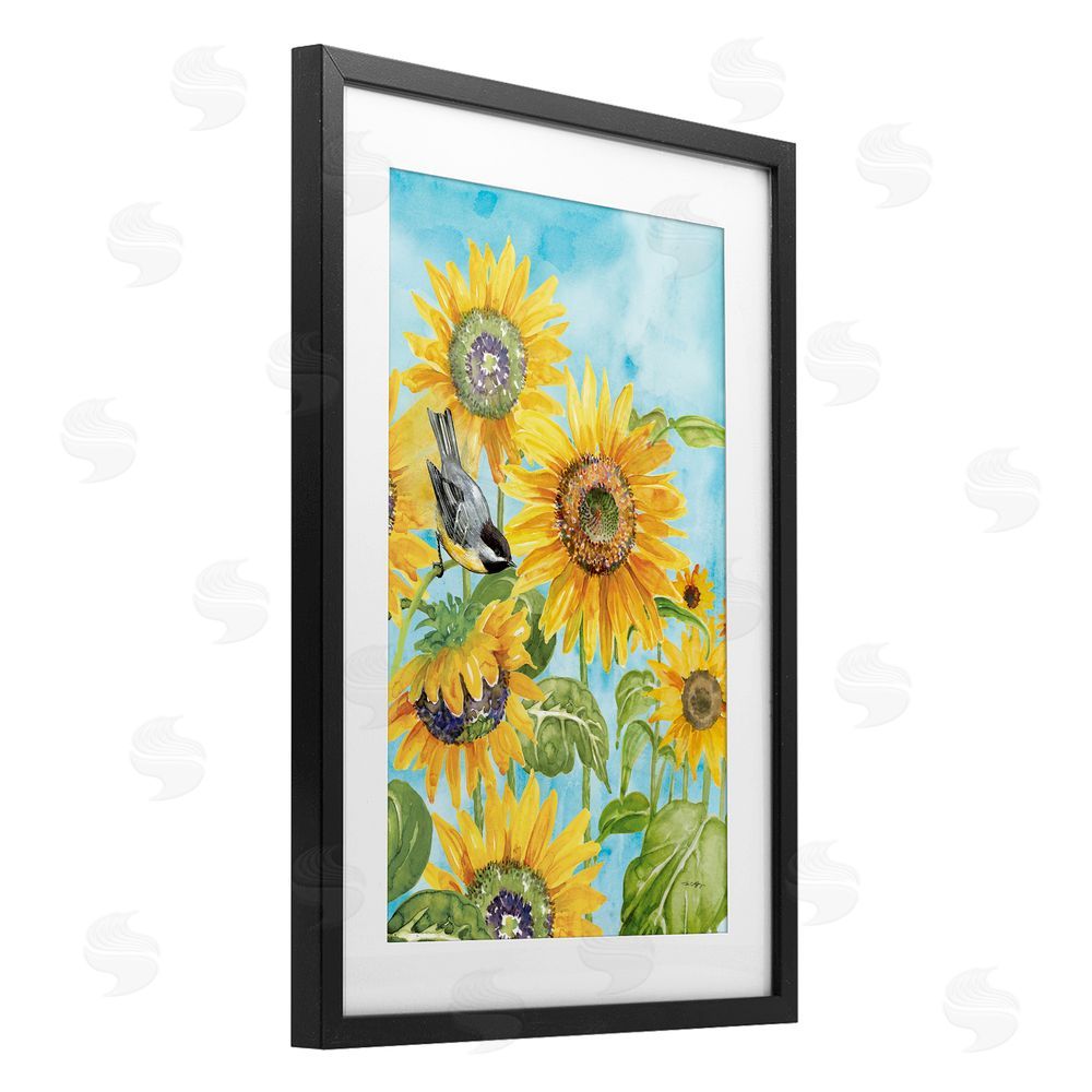 Tim Coffey Sunflower Honey Bird Black Framed Print Under Glass Wall Art