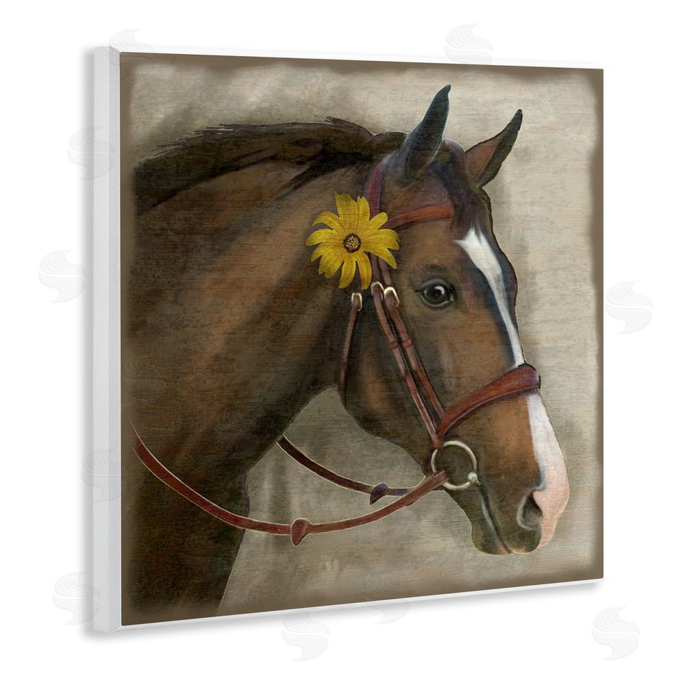 Suzanne Nicoll Barnyard Horse with Daisy Wooden Wall Plaque Art Print