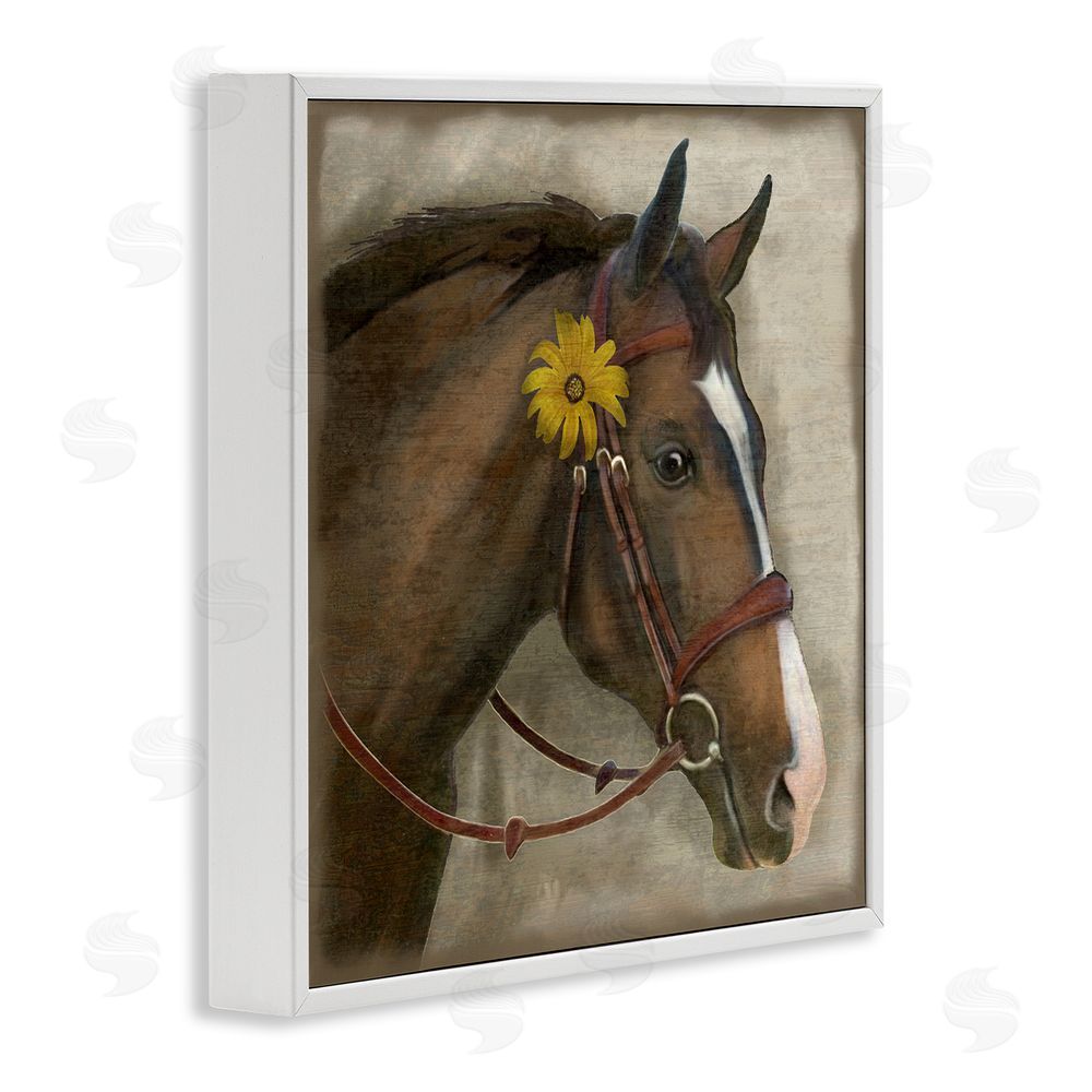 Suzanne Nicoll Barnyard Horse with Daisy White Framed Giclee Wall Art Print