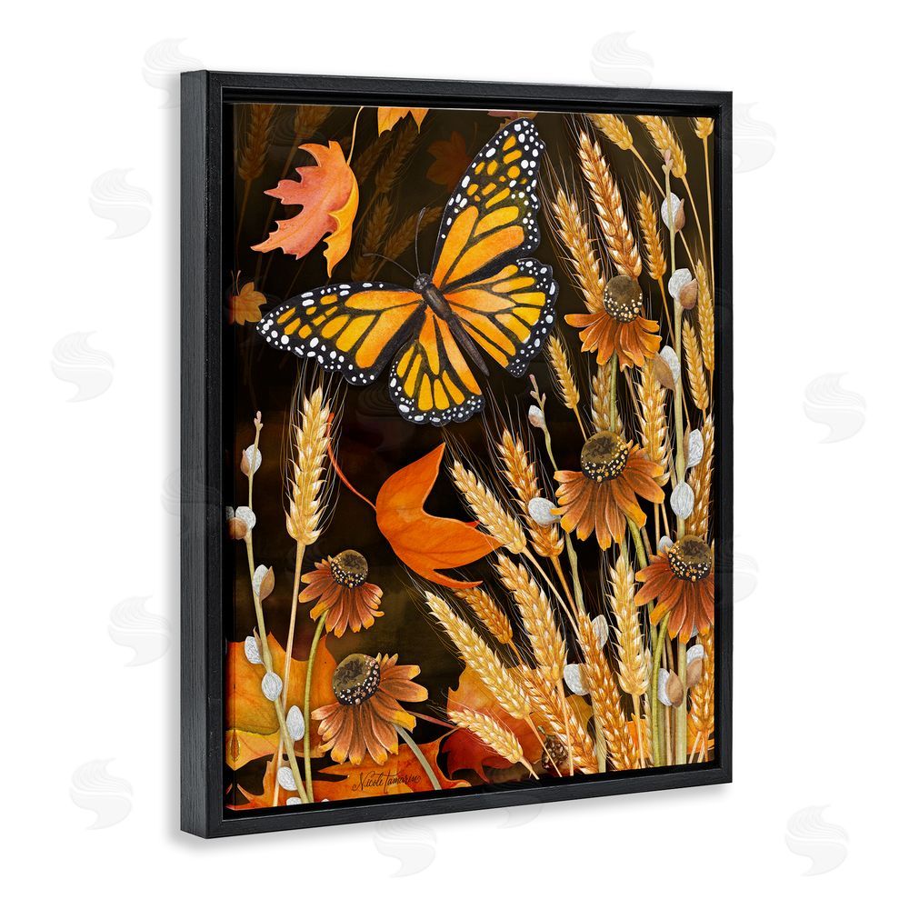 Nicole Tamarin Fall Motif Midnight Garden Black Floating Frame Canvas Wall Art Print