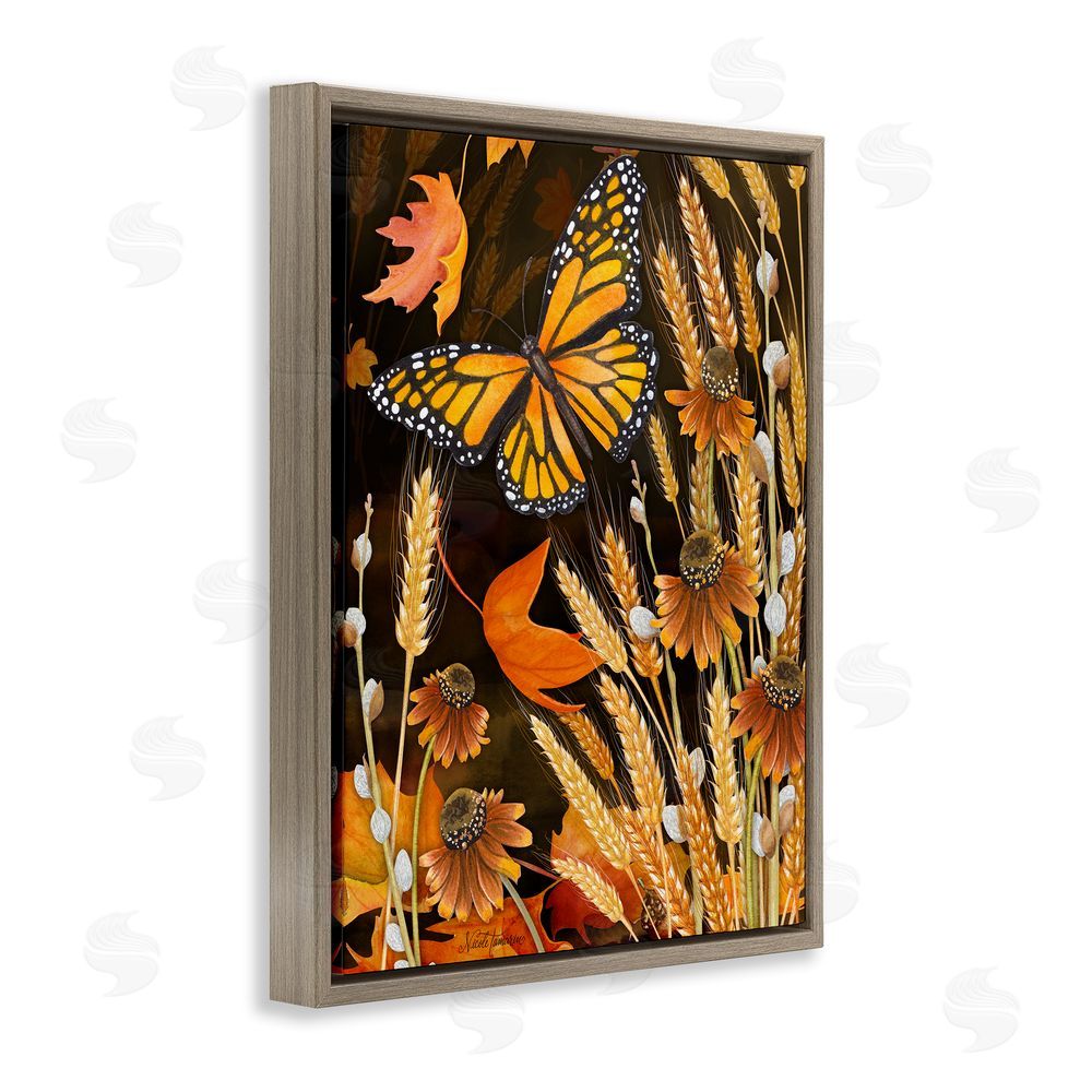 Nicole Tamarin Fall Motif Midnight Garden Brown Floating Frame Canvas Wall Art Print