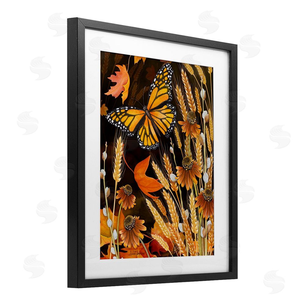 Nicole Tamarin Fall Motif Midnight Garden Black Framed Print Under Glass Wall Art
