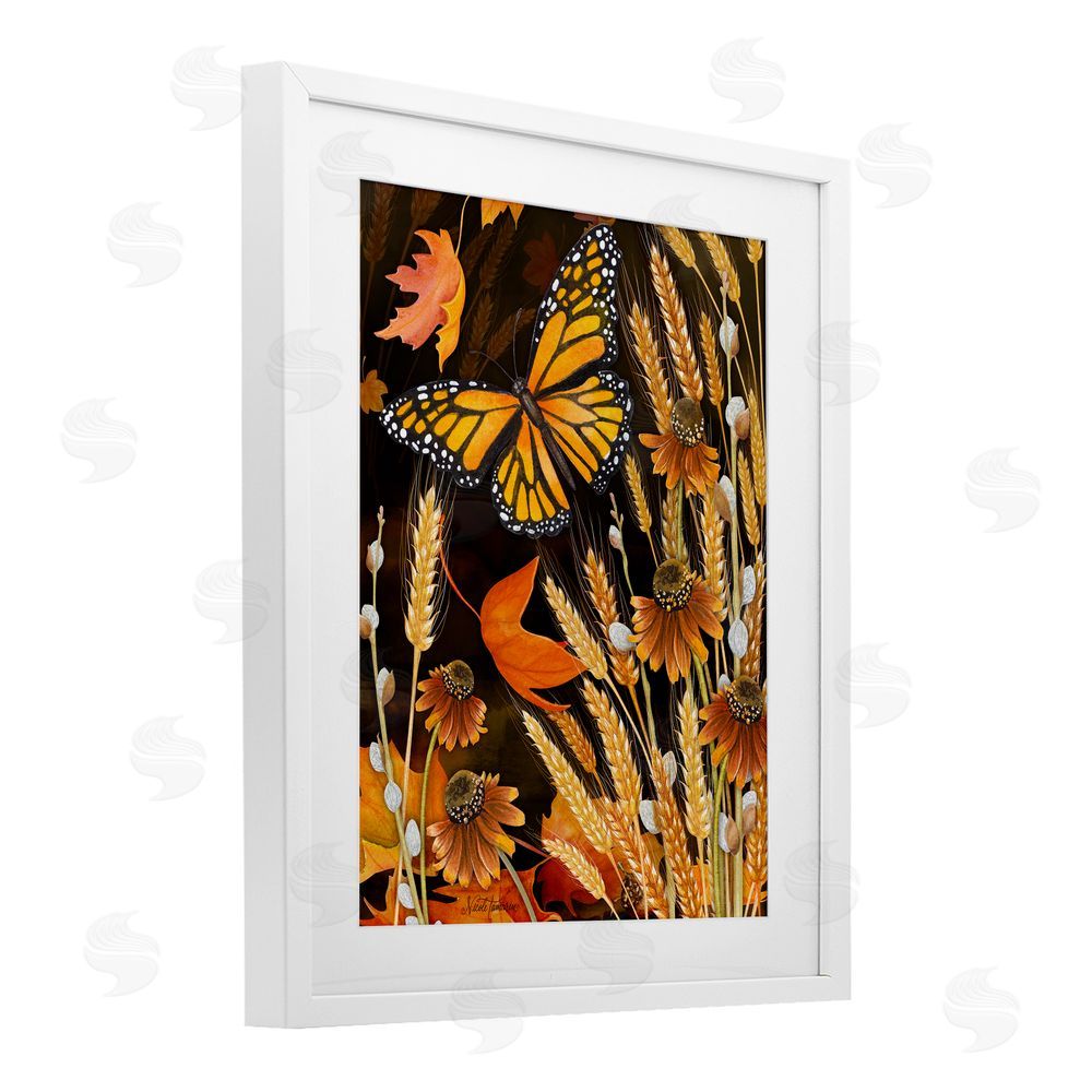 Nicole Tamarin Fall Motif Midnight Garden White Framed Print Under Glass Wall Art