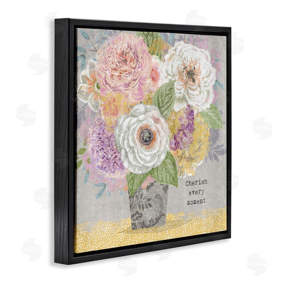 Suzanne Nicoll Cherish Every Moment Inspiration Black Floating Frame Canvas Wall Art Print