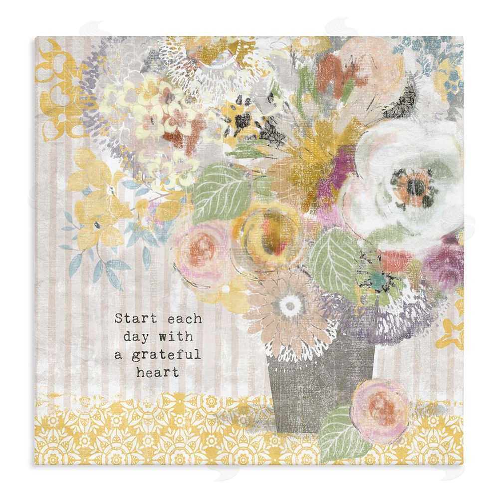 Suzanne Nicoll Floral Inspirations Grateful Heart Stretched Canvas Wall Art Print