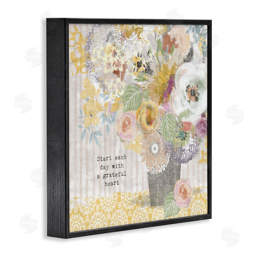 Suzanne Nicoll Floral Inspirations Grateful Heart Black Framed Giclee Wall Art Print