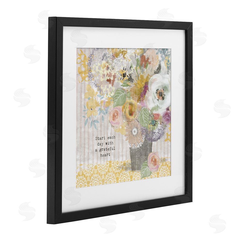 Suzanne Nicoll Floral Inspirations Grateful Heart Black Framed Print Under Glass Wall Art