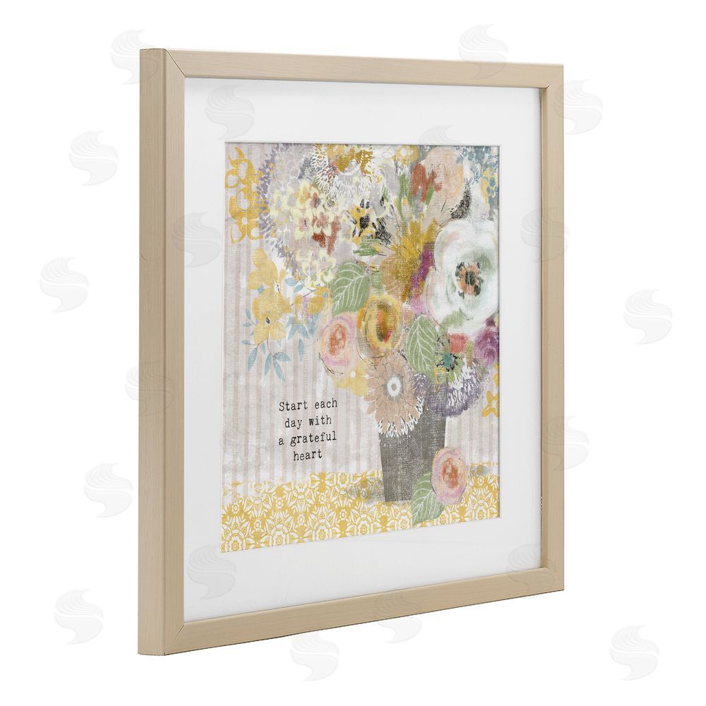 Suzanne Nicoll Floral Inspirations Grateful Heart Brown Framed Print Under Glass Wall Art