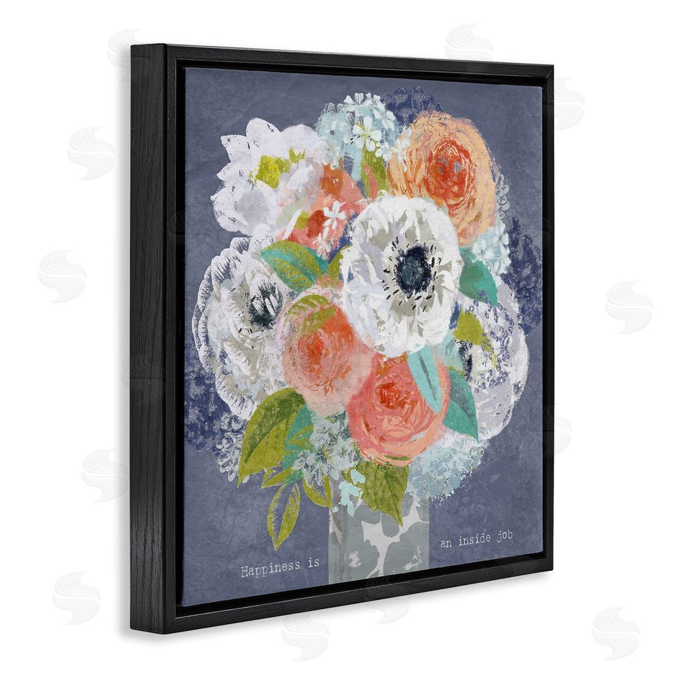 Suzanne Nicoll Happiness Is An Inside Job Black Floating Frame Canvas Wall Art Print