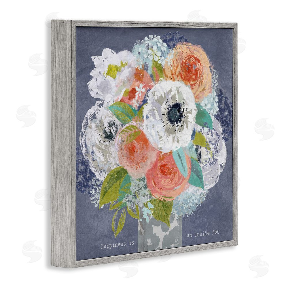 Suzanne Nicoll Happiness Is An Inside Job Gray Framed Giclee Wall Art Print