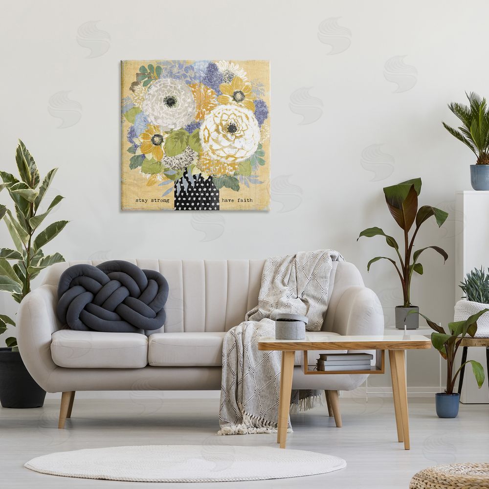 Suzanne Nicoll Stay Strong Have Faith Stretched Canvas Wall Art in Room