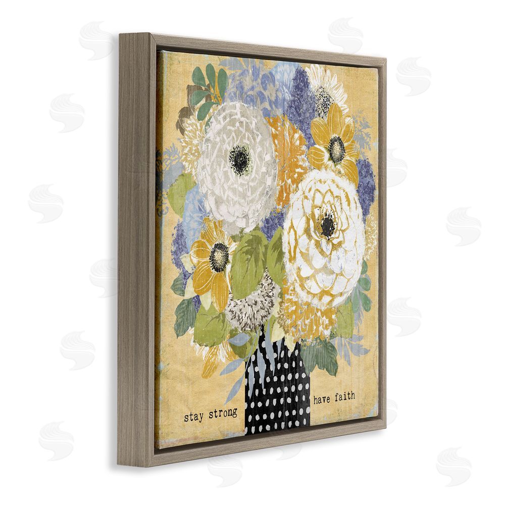 Suzanne Nicoll Stay Strong Have Faith Brown Floating Frame Canvas Wall Art Print