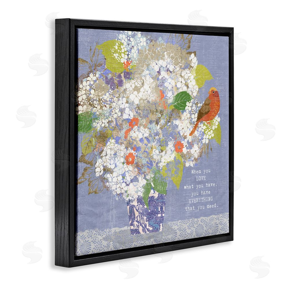 Suzanne Nicoll Floral Inspiration On Love Black Floating Frame Canvas Wall Art Print