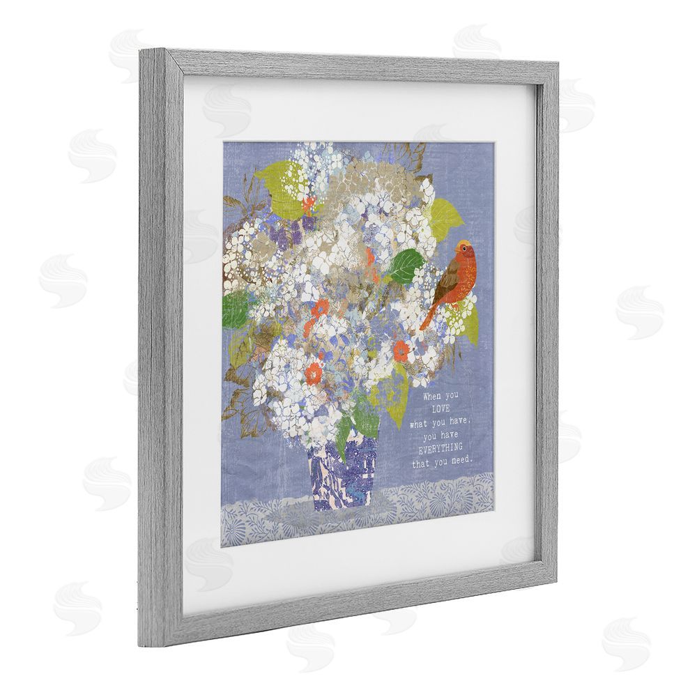 Suzanne Nicoll Floral Inspiration On Love Gray Framed Print Under Glass Wall Art