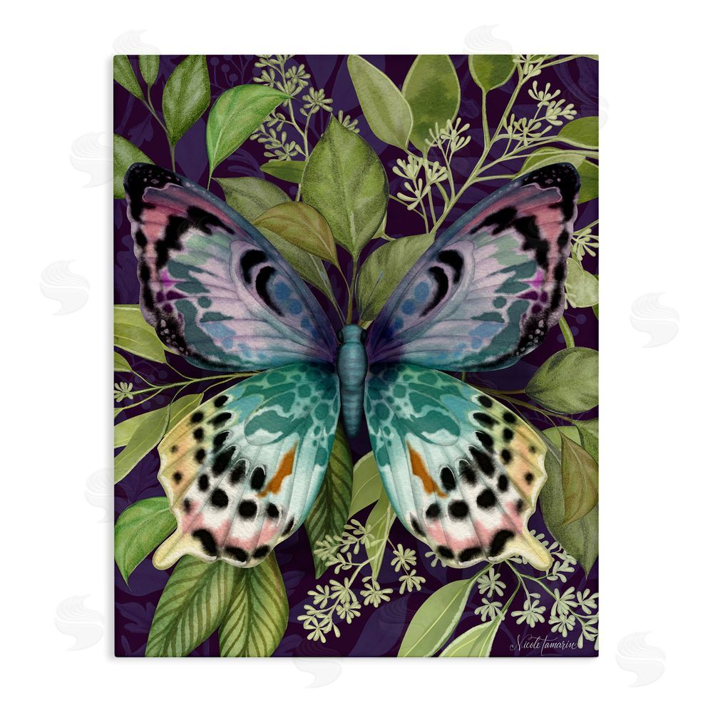 Nicole Tamarin Midnight Garden Butterfly Stretched Canvas Wall Art Print