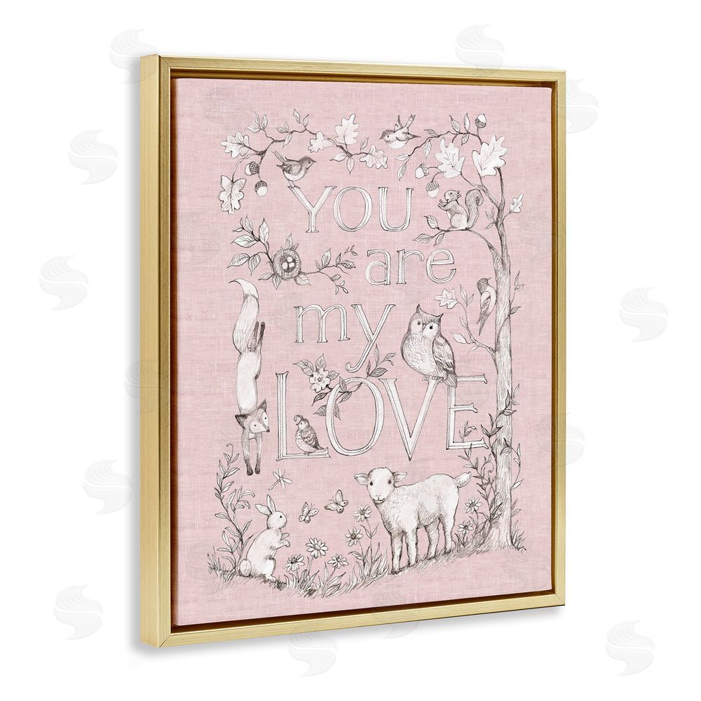 Susan Winget You Are My Love Gold Floating Frame Stretched Canvas Wall Art Print