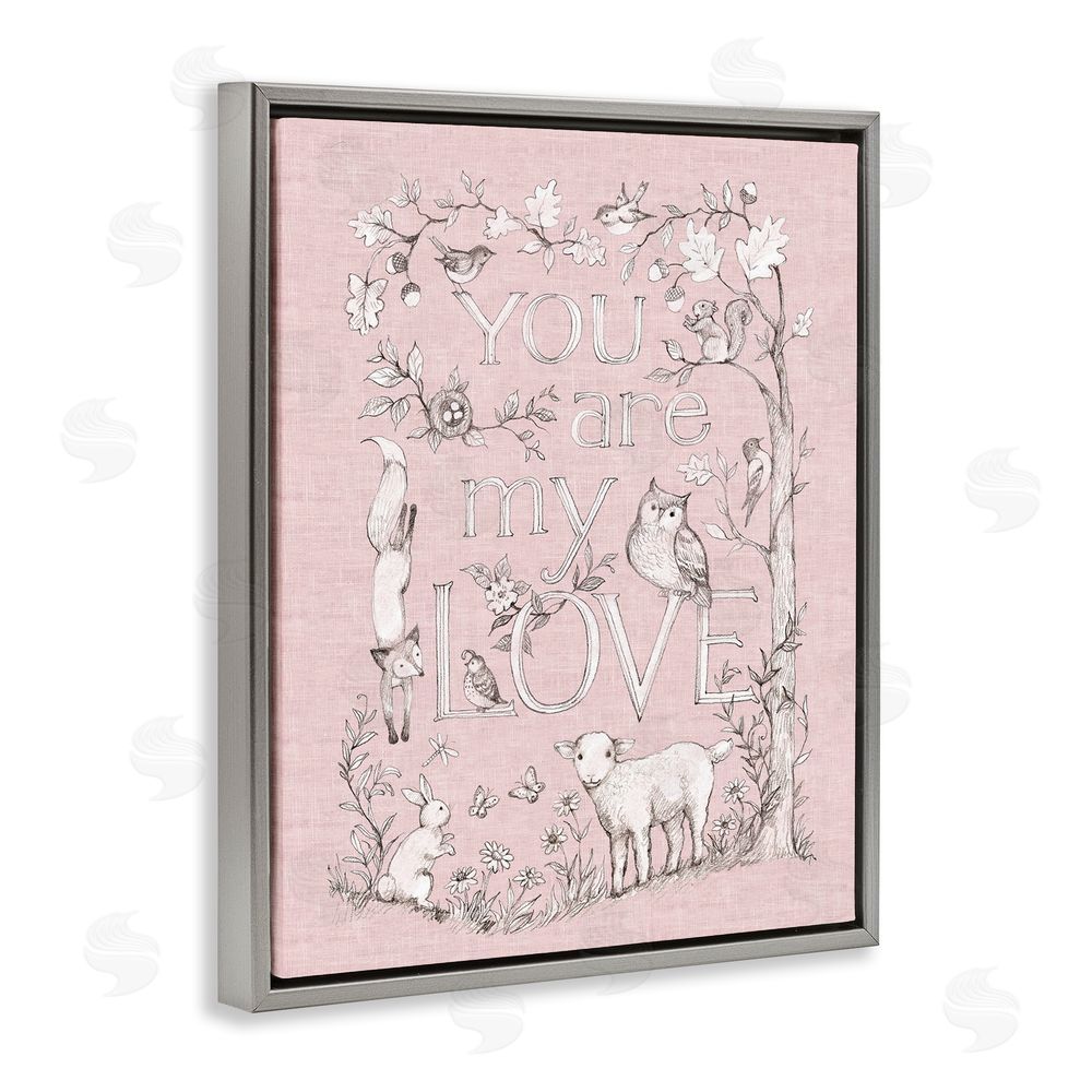 Susan Winget You Are My Love Gray Floating Frame Stretched Canvas Wall Art Print