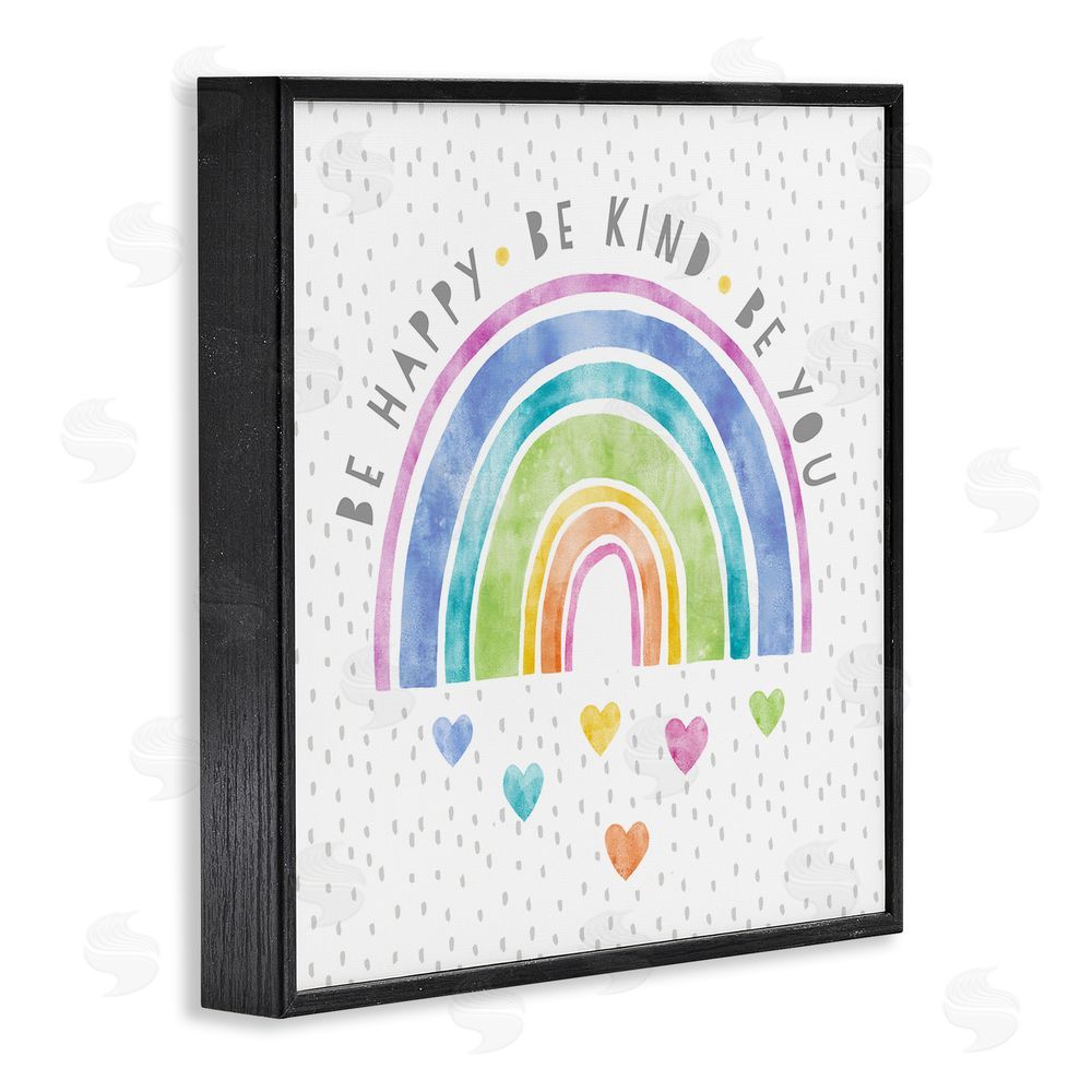Suzanne Nicoll Be You Hearts & Rainbow Black Framed Giclee Wall Art Print