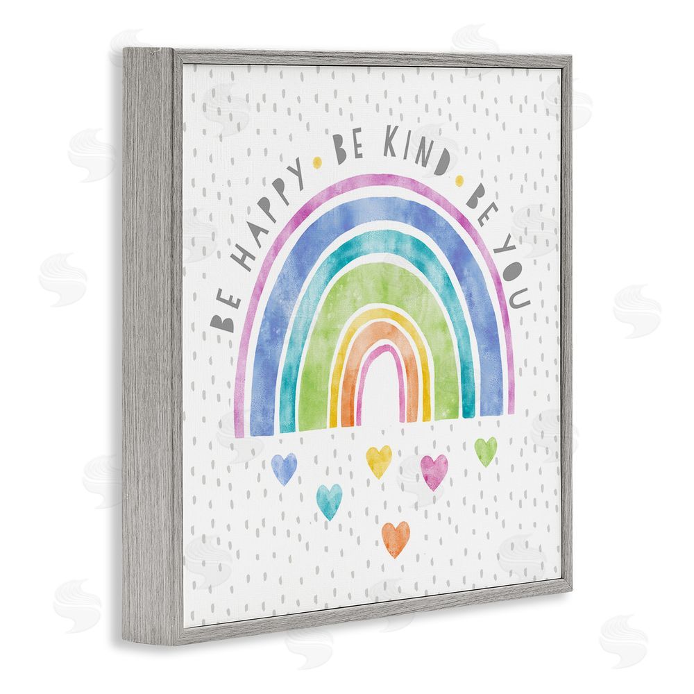 Suzanne Nicoll Be You Hearts & Rainbow Gray Framed Giclee Wall Art Print